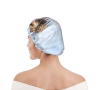 Shower Cap For Women UK & Men Reusable Waterproof with Elastic Band Printed Golden Retriever Floating Dogs Pets Labrador
