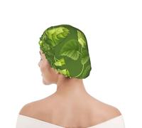 Shower Cap For Women UK & Men Reusable Waterproof with Elastic Band Printed Green Hops And Leaves Pattern