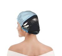 Shower Cap For Women UK & Men Reusable Waterproof with Elastic Band Printed Killer Whale Printed