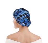 Shower Cap For Women UK & Men Reusable Waterproof with Elastic Band Printed Killer Whales Orcas Sea