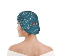 Shower Cap For Women UK & Men Reusable Waterproof with Elastic Band Printed Mathematical Formula Printed