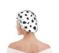 Shower Cap For Women UK & Men Reusable Waterproof with Elastic Band Printed Painterly Dalmatian Animal Print