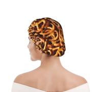 Shower Cap For Women UK & Men Reusable Waterproof with Elastic Band Printed Pretzels Bread Pattern