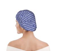 Shower Cap For Women UK & Men Reusable Waterproof with Elastic Band Printed Programmer Binary Computer Code Purple