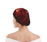 Shower Cap For Women UK & Men Reusable Waterproof with Elastic Band Printed Red Flame