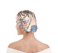 Shower Cap For Women UK & Men Reusable Waterproof with Elastic Band Printed Retro Beautiful Boats Palm Trees