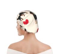 Shower Cap For Women UK & Men Reusable Waterproof with Elastic Band Printed Rottweiler Dog Colorful Heart