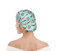 Shower Cap For Women UK & Men Reusable Waterproof with Elastic Band Printed Saint Bernard Dog Florals
