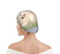 Shower Cap For Women UK & Men Reusable Waterproof with Elastic Band Printed Samoyed Puppies White Dogs Family Small Samoyed