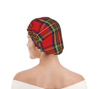 Shower Cap For Women UK & Men Reusable Waterproof with Elastic Band Printed Scottish Clan Stewart Tartan Plaid