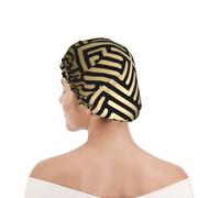 Shower Cap For Women UK & Men Reusable Waterproof with Elastic Band Printed Seamless Geometric Striped Pattern