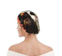 Shower Cap For Women UK & Men Reusable Waterproof with Elastic Band Printed Shih Tzu Dog Long Ear Puppy Animal Pet Design