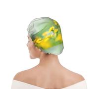 Shower Cap For Women UK & Men Reusable Waterproof with Elastic Band Printed Shih Tzu Little Cute Dogs Curly Puppy Pets Field