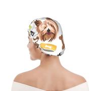Shower Cap For Women UK & Men Reusable Waterproof with Elastic Band Printed Smiling Dog Yorkshire Terrier