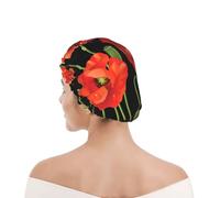Shower Cap For Women UK & Men Reusable Waterproof with Elastic Band Printed Spring Red Flowers Printed