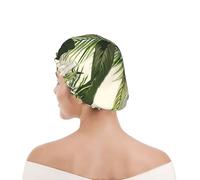 Shower Cap For Women UK & Men Reusable Waterproof with Elastic Band Printed Tropical Vivid Tropical Flower