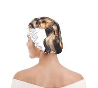 Shower Cap For Women UK & Men Reusable Waterproof with Elastic Band Printed Two Yorkshire Terrier Puppies