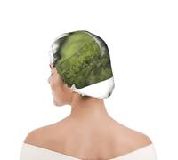 Shower Cap For Women UK & Men Reusable Waterproof with Elastic Band Printed Westie Lawn West Highland White Terrier Dogs