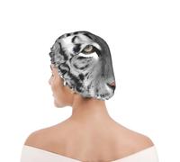 Shower Cap For Women UK & Men Reusable Waterproof with Elastic Band Printed White Beautiful Tiger Print