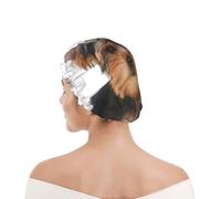 Shower Cap For Women UK & Men Reusable Waterproof with Elastic Band Printed Yorkshire Terrier Lies On White