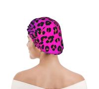 Shower Cap For Women Watercolor Purple Tie Dye Leopard Cheetah Bath Hair