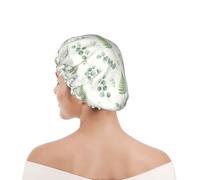 Shower Cap For Women Watercolor Sage Green Leaves Bath Hair Cap for Long