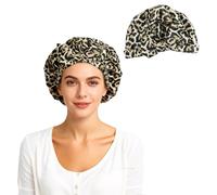 Shower Cap for Women, Waterproof Reusable Shower Cap with Leopard Print Design, Oxford Cloth Construction, Elasticated Shower Hat for Long, Short and Curly Hair Protection in Shower, Spa and Travel