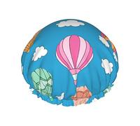 Shower Cap Hot Air Balloon Reusable Bath Shower Caps For Women Long Hair,Double Layer Waterproof Bathing Shower Hat Hair Protector For Kids Girls Women,1 Pack
