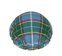 Shower Cap,Isle Man Laxey Manx District Tartan Abstract Double Waterproof Bathing Cap,Elastic Reusable Shower Cap,Bath Caps Nightcap