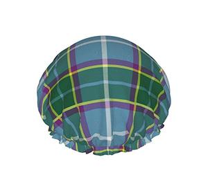 Shower Cap,Isle Man Laxey Manx District Tartan Abstract Double Waterproof Bathing Cap,Elastic Reusable Shower Cap,Bath Caps Nightcap
