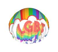 Shower Cap Lgbt Rainbow Bath Caps Waterproof Hair Cap Double Layer Lightweight Shower Caps For Women Men Kids Teens