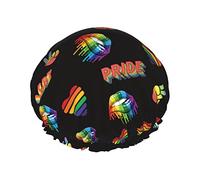 Shower Cap Lgbt Reusable Bath Shower Caps For Women Long Hair, Double Layer Waterproof Bathing Shower Hat Hair Protector For Kids Girls Women, 1 Pack