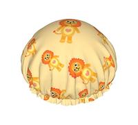 Shower Cap,Lion Reusable Bath Shower Caps For Women Long Hair,Double Layer Waterproof Bathing Shower Hat Hair Protector For Kids Girls Women,1 Pack