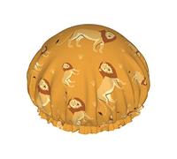 Shower Cap,Lion Reusable Bath Shower Caps For Women Long Hair,Double Layer Waterproof Bathing Shower Hat Hair Protector For Kids Girls Women,1 Pack