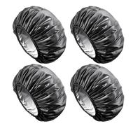 Shower Cap Men, Silicone Shower Caps for Men, Satin EVA Double Layer Waterproof Shampoo Cap for Women Lon, 4-Pack Shower Caps with Elastic Band, Durable Bath Cap for Daily Use, Reusable Shower Cap Set