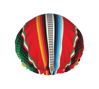 Shower Cap, Mexican Serape Blanket Stripe Shower Cap for Women Reusable Waterproof Hair Cap for Shower Double Layer Elastic Band Long Hair Swim Caps