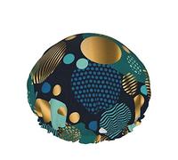 Shower Cap,Modern Abstract Circles Xmas Background Double Waterproof Bathing Cap,Elastic Reusable Shower Cap,Bath Caps Nightcap