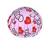 Shower Cap NurseLove Bath Caps Waterproof Hair Cap Double Layer Lightweight Shower Caps For Women Men Kids Teens