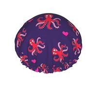 Shower Cap Octopus Reusable Bath Shower Caps For Women Long Hair,Double Layer Waterproof Bathing Shower Hat Hair Protector For Kids Girls Women,1 Pack