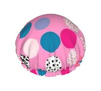 Shower Cap Reusable Bath Caps for Women Long Hair Double Layer Waterproof Hair Caps Crazy polka dots Elastic Shower Hat Hair Protector for Ladies Spa Salon