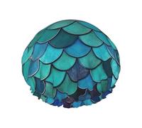 Shower Cap Reusable Bath Caps for Women Long Hair Double Layer Waterproof Hair Caps mermaid Elastic Shower Hat Hair Protector for Ladies Spa Salon