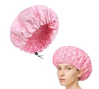 Shower Cap Reusable Shower Caps for Women, Double Layer Waterproof Bath Caps Adjustable Plastic Hat for Shower, Spa, Home Use and Hotel