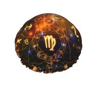 Shower Cap Sacred geometry Zodiac symbol magic occult Bath Cap Designed for Women Waterproofs Double Layer