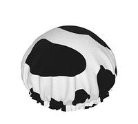 Shower Cap,Seamless Black And White Cow Pattern Double Waterproof Bathing Cap,Elastic Reusable Shower Cap,Bath Caps Nightcap