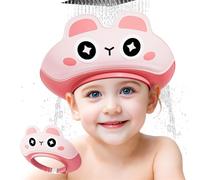 Shower Cap Shield for Kids Baby Shower Cap for 1-10 Years Kids Bath Visor for Toddler Hair Washing Shield Cute Rabbit Shape Makes Baby Bath More Fun (Sakura Pink)