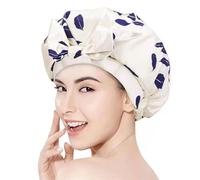 Shower Cap Shower Cap for Women Reusable Waterproof Fashion Bowknot with Soft Elastic Easy to Wear Suitable for Short Long Hair Bath Caps(White)