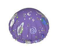 Shower Cap Space Animals Blue Reusable Bath Shower Caps For Women Long Hair,Double Layer Waterproof Bathing Shower Hat Hair Protector For Kids Girls Women,1 Pack