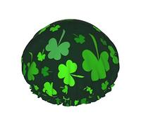 Shower Cap St Patrick'S Clover Reusable Bath Shower Caps For Women Long Hair Double Layer Waterproof Bathing Shower Hat Hair Protector For Girls Women 1 Pack