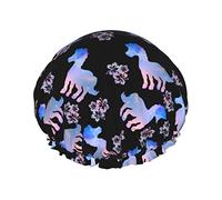 Shower Cap Star Horse Reusable Bath Shower Caps for Women Long Hair, Double Layer Waterproof Bathing Shower Hat Hair Protector for Kids Girls Men