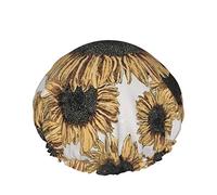 Shower Cap,Sunflower Seamless Repeat Pattern Double Waterproof Bathing Cap,Elastic Reusable Shower Cap,Bath Caps Nightcap